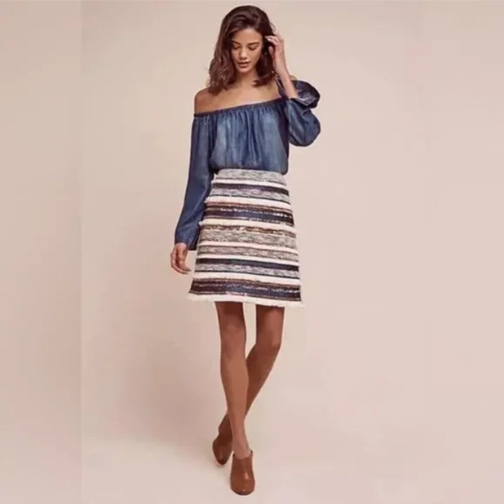 Anthropologie Moulinette Soeurs Erine fringe sequin mini skirt 6